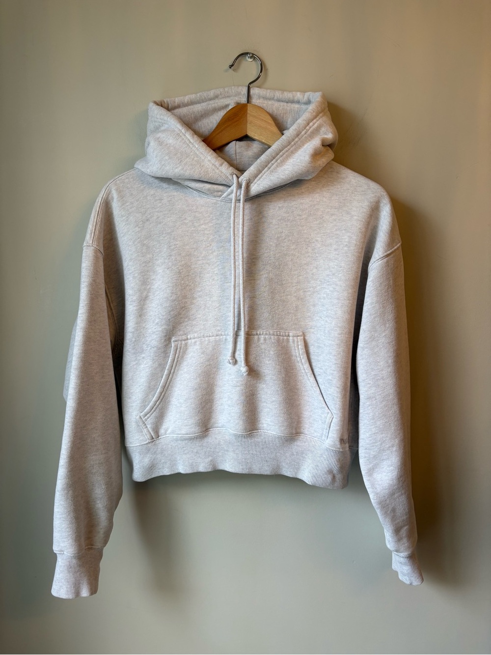 Aritzia TNA Light Grey Cropped Boyfriend Cozy Fleece Hoodie